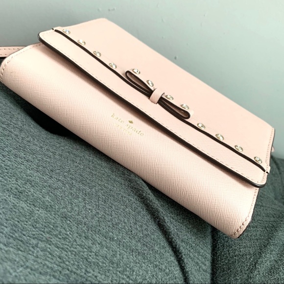 NWT Kate Spade leather jeweled crossbody blush - Picture 3 of 8